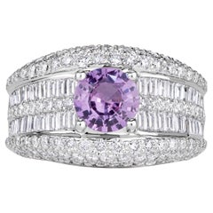 3.44ct Round Brilliant Cut Pink Sapphire Engagement Ring