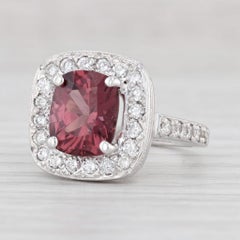 3.44ctw Red Burma Spinel Diamond Halo Ring 14k White Gold Size 5.5 Engagement
