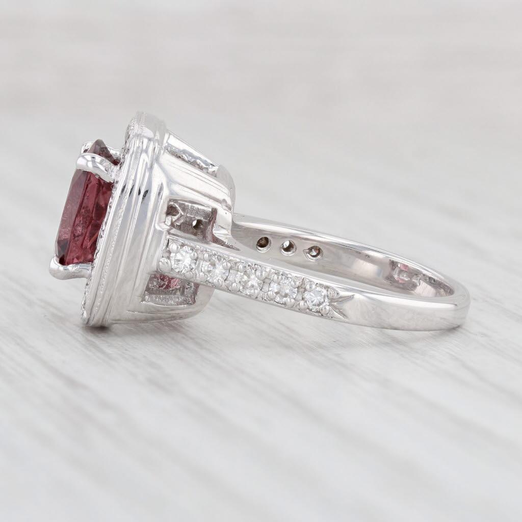 3.44ctw Red Burma Spinel Diamond Halo Ring 14k White Gold Size 5.5 Engagement In Good Condition For Sale In McLeansville, NC