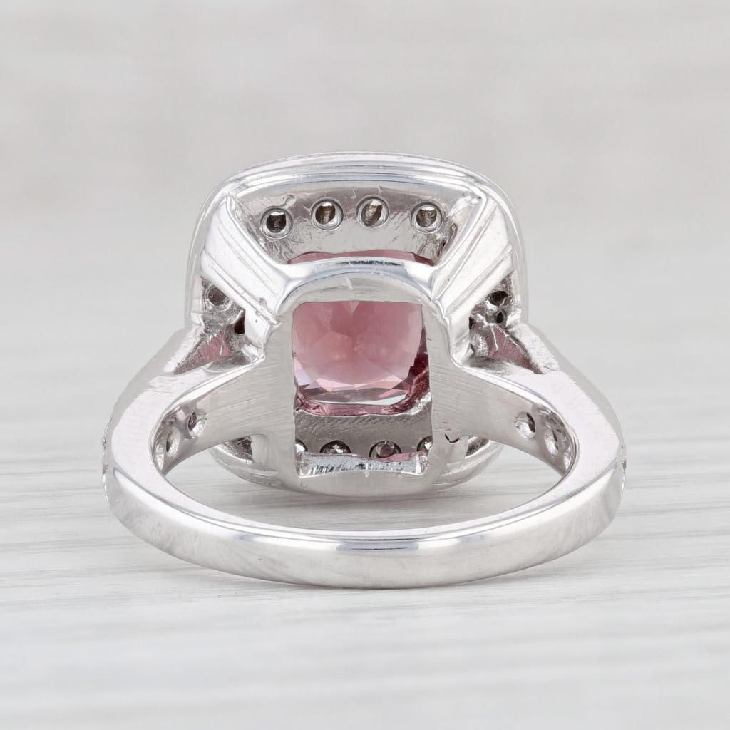 Women's 3.44ctw Red Burma Spinel Diamond Halo Ring 14k White Gold Size 5.5 Engagement For Sale