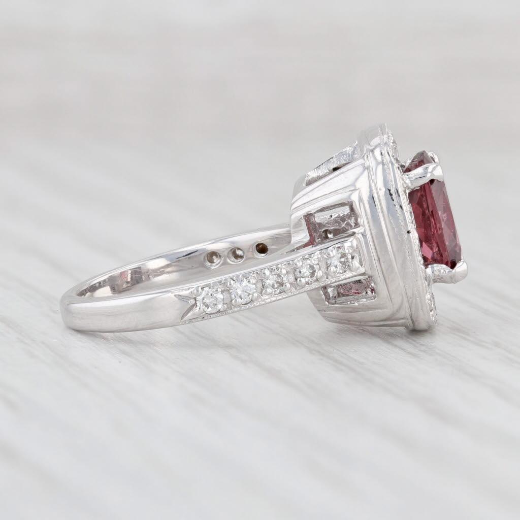 3.44ctw Red Burma Spinel Diamond Halo Ring 14k White Gold Size 5.5 Engagement For Sale 1