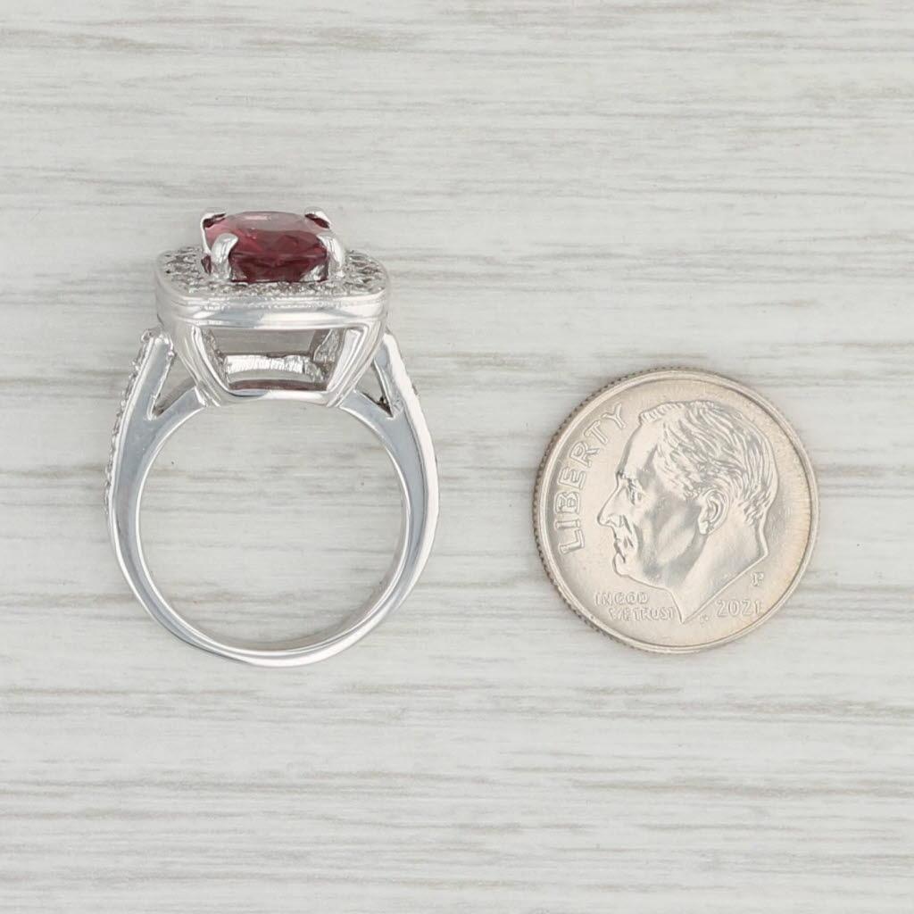 3.44ctw Red Burma Spinel Diamond Halo Ring 14k White Gold Size 5.5 Engagement For Sale 3