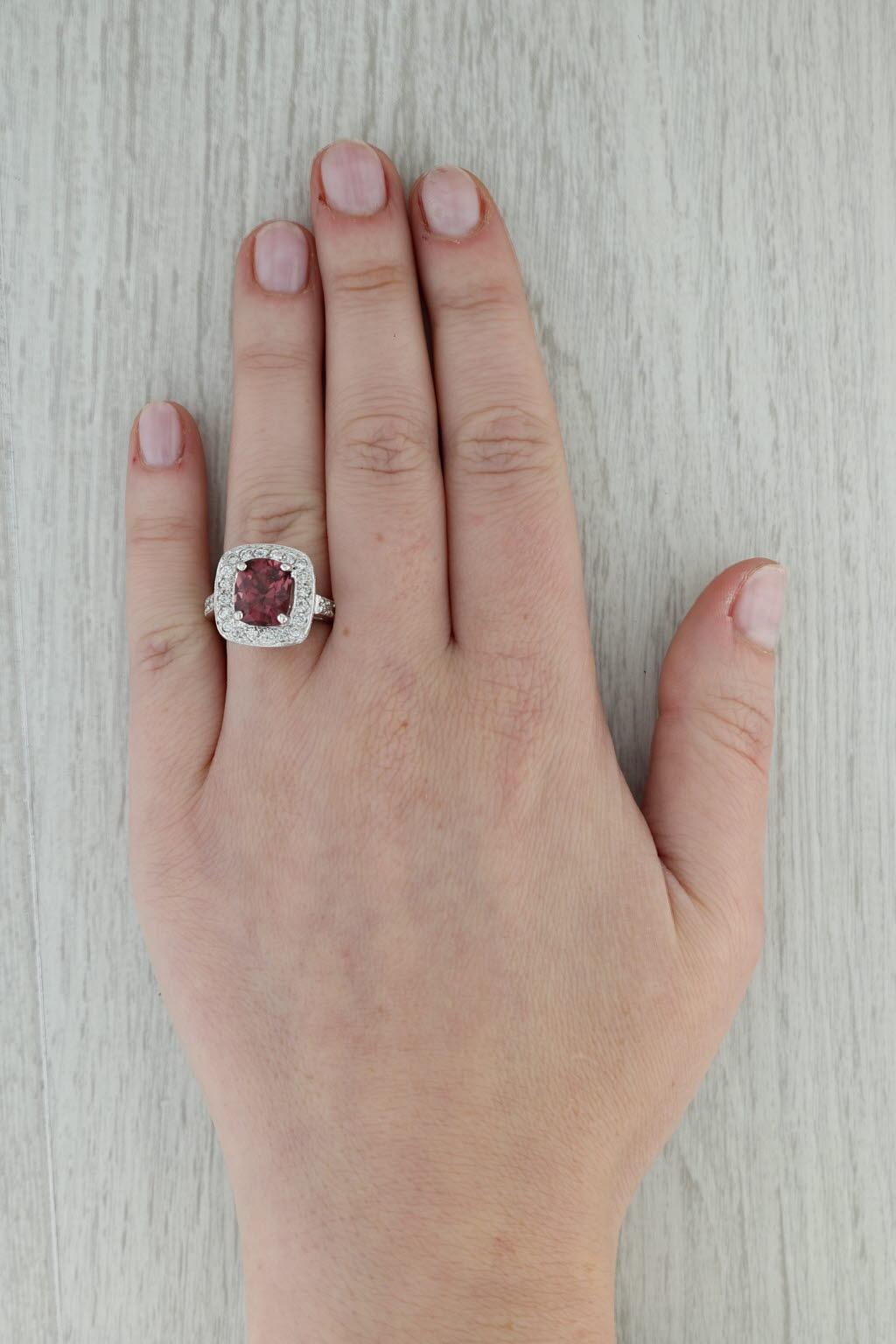 3.44ctw Red Burma Spinel Diamond Halo Ring 14k White Gold Size 5.5 Engagement For Sale 4