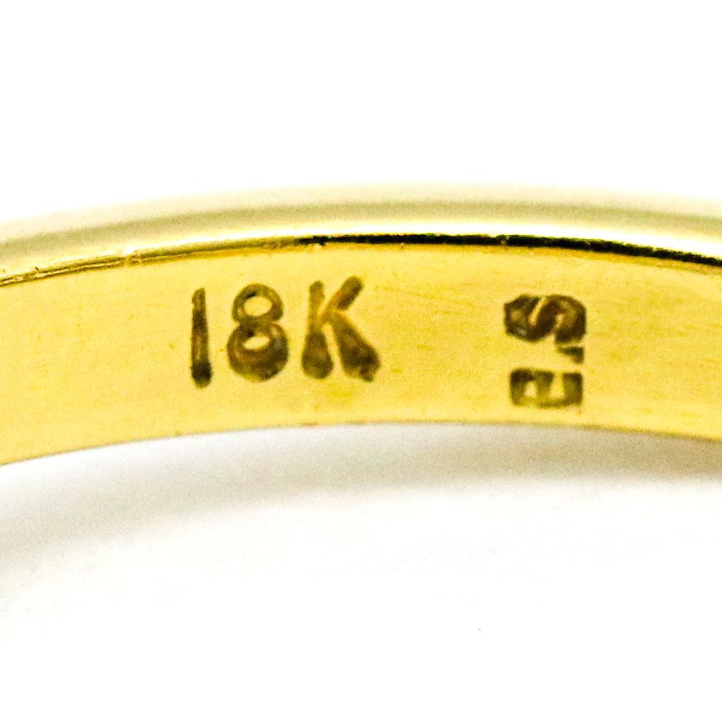 3.45 Carat 18 Karat Gold Platinum Emerald Diamond Three-Stone Ring For Sale 4