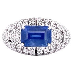 3.45 Carat Ceylon Blue Sapphire and Diamond Ring in 18K Gold