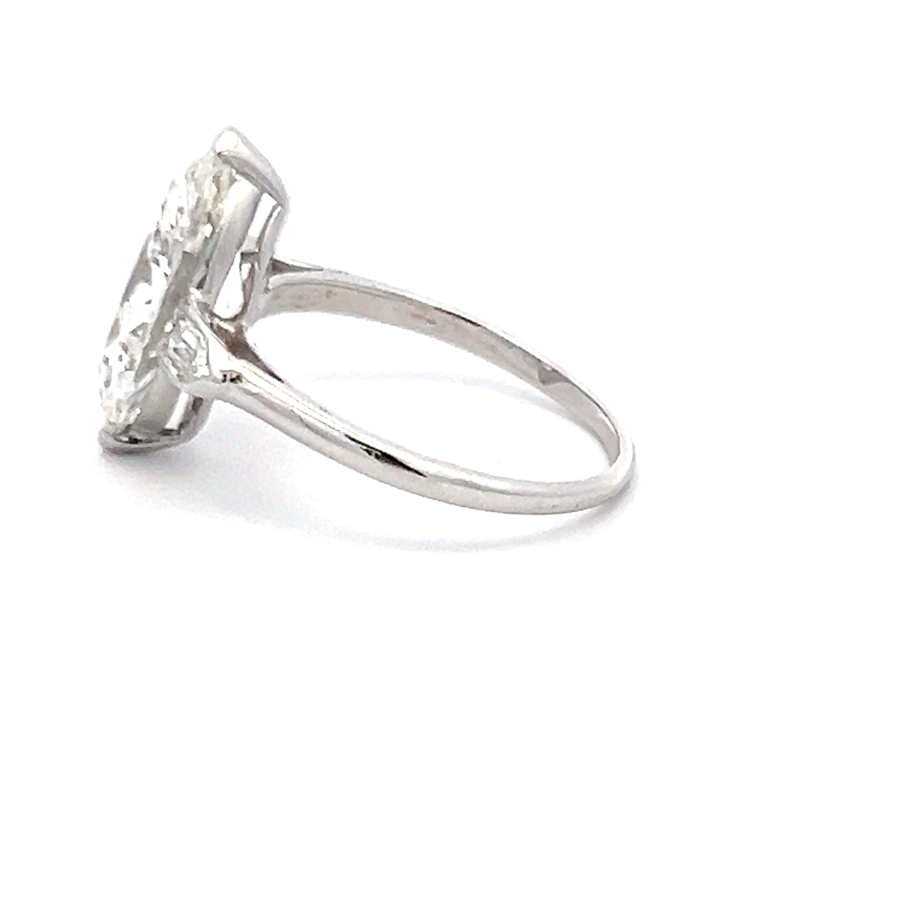 Women's 3.45 Carat Marquis and Bullets Shape Diamond Platinum Engagement Ring For Sale