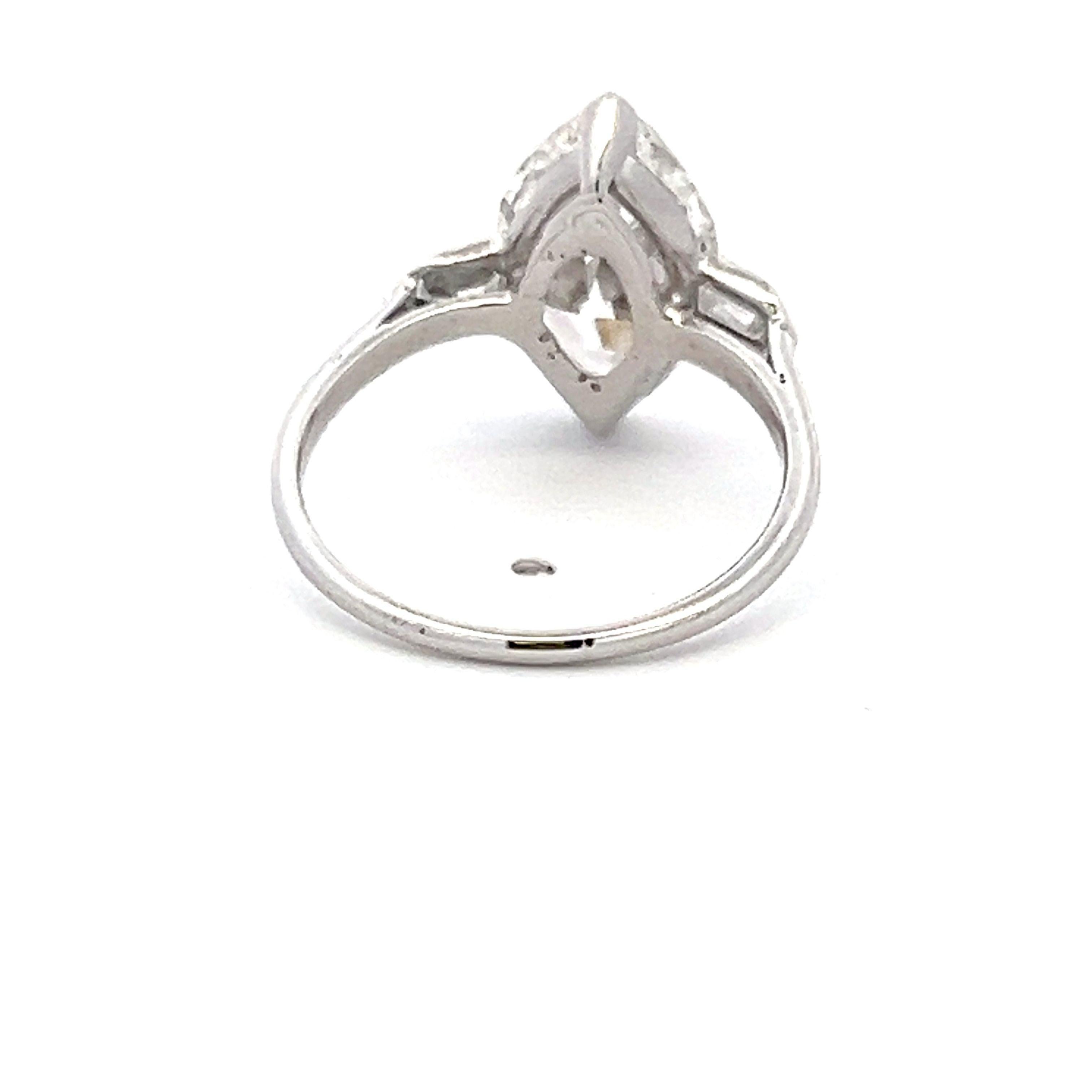 3.45 Carat Marquis and Bullets Shape Diamond Platinum Engagement Ring For Sale 1