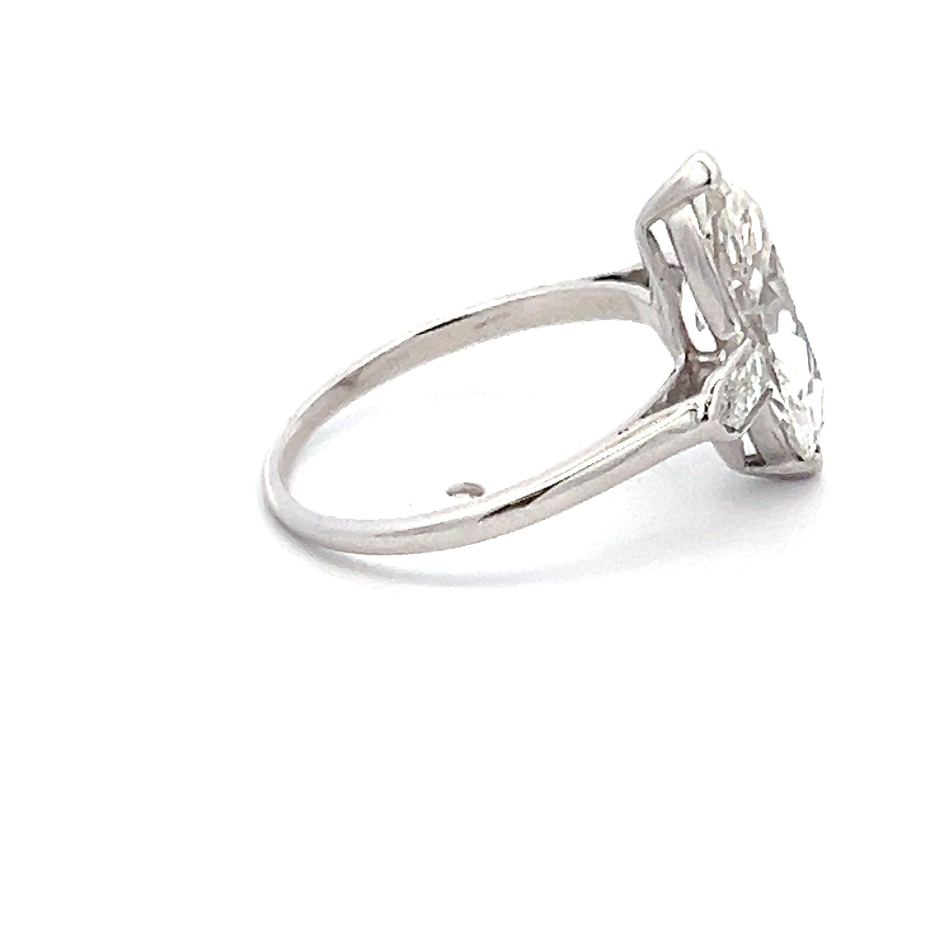 3.45 Carat Marquis and Bullets Shape Diamond Platinum Engagement Ring For Sale 2