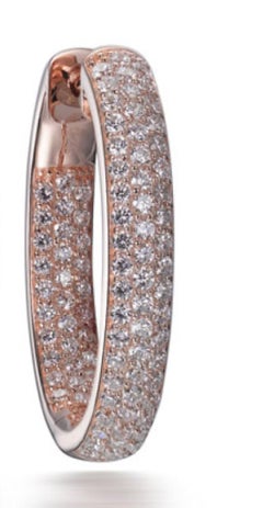 Créoles de fantaisie en or rose 14 carats avec zirconia cubique sertie de 3,45 carats