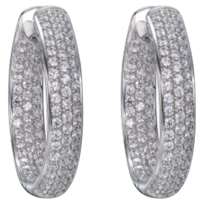 Donna Orecchini a cerchio Desiger in argento sterling con zirconi incastonati da 3,45 carati Mirco in vendita