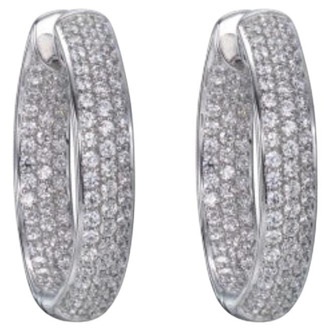 Women's 3.45 Carat Mirco Set Cubic Zirconia Sterling Silver Desiger Hoop Earrings For Sale