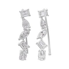 3.45 Carat Multi-Shape Diamond Cascade Drop Earrings in 18K White Gold