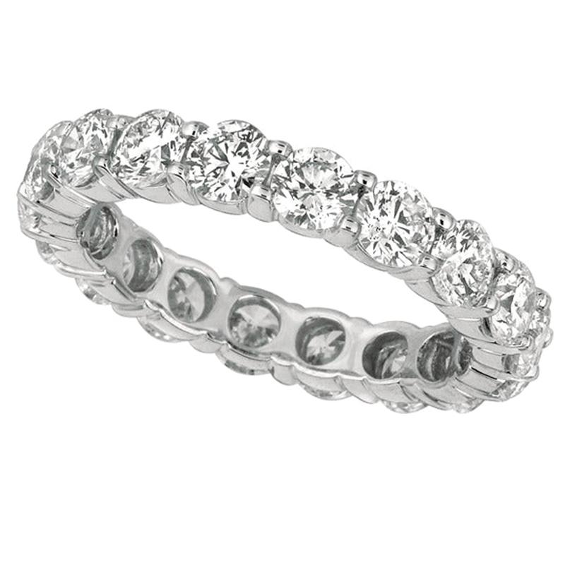 3.45 Carat Natural Diamond Eternity Band Ring G SI 18K White Gold 18 Diamonds For Sale