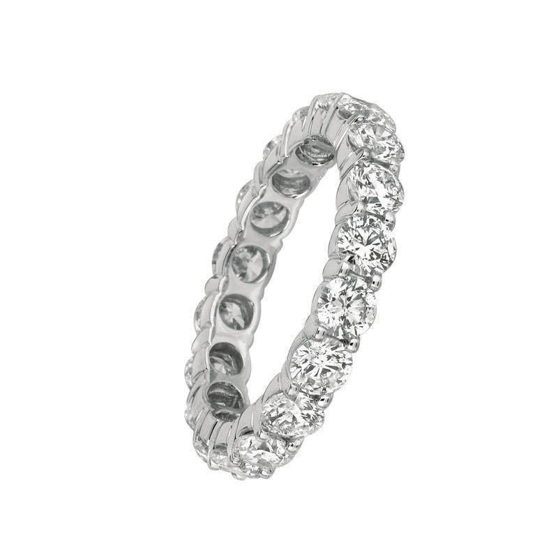 Contemporary 3.45 Carat Natural Diamond Eternity Band Ring G SI 18K White Gold 18 Diamonds For Sale