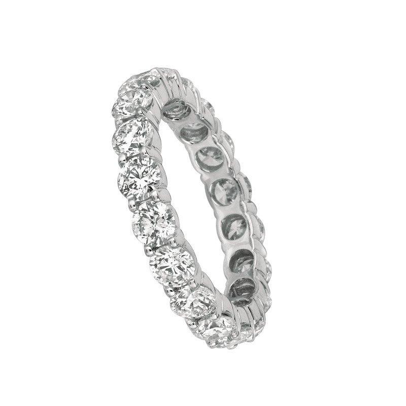For Sale:  3.45 Carat Natural Diamond Eternity Band Ring G SI 18k White Gold 18 Diamonds 4