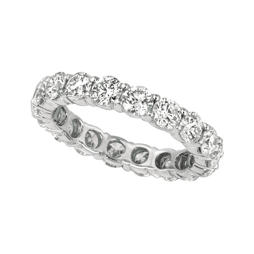 3.45 Carat Natural Diamond Eternity Band Ring G SI 18k White Gold 18 Diamonds