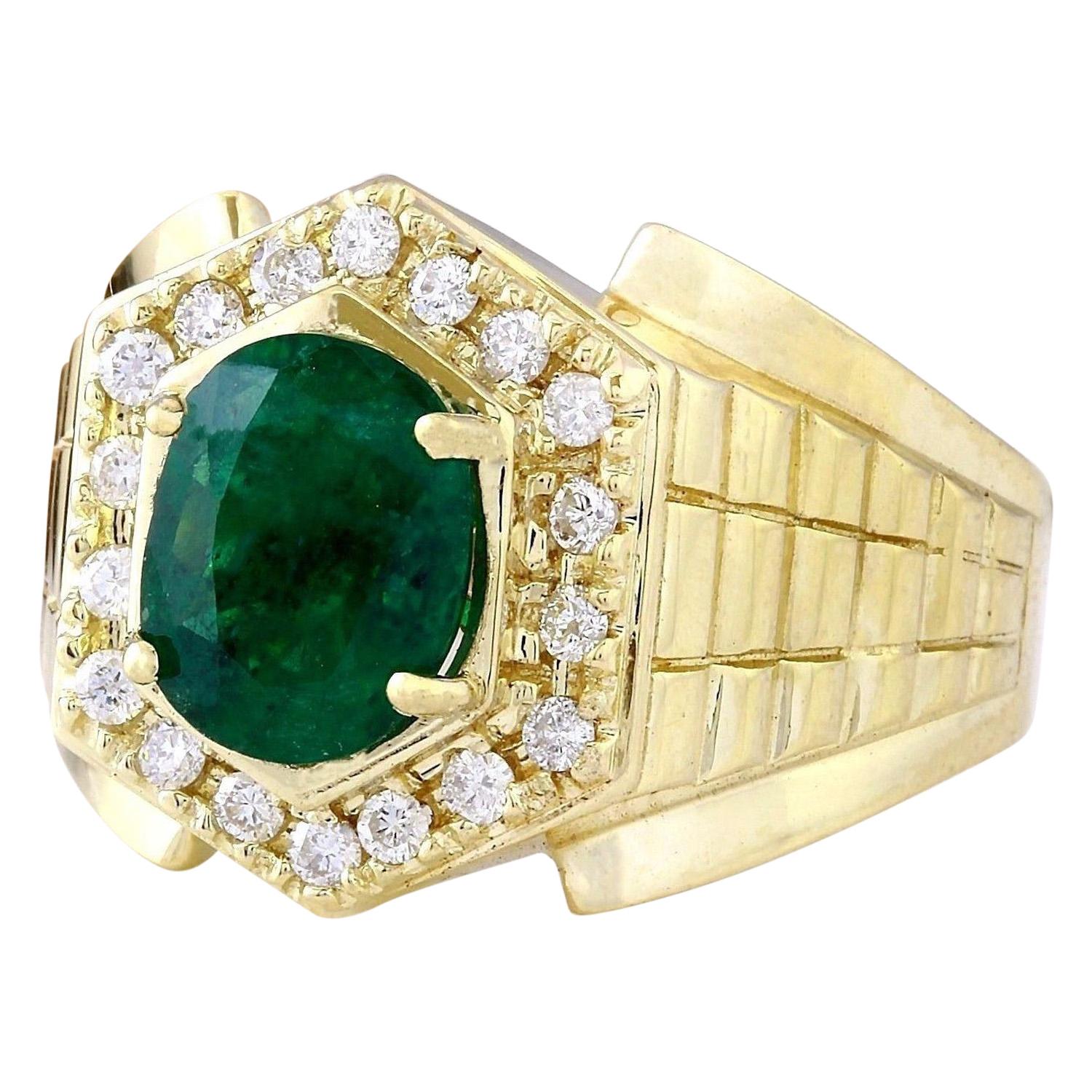 3.45 Carat Natural Emerald 14K Solid Yellow Gold Diamond Ring
 Item Type: Ring
 Material: 14K Yellow Gold
 Mainstone: Emerald
 Stone Color: Green
 Stone Weight: 2.85 Carat
 Stone Shape: Oval
 Stone Quantity: 1
 Stone Dimensions: 10.00x8.00 mm
 Stone