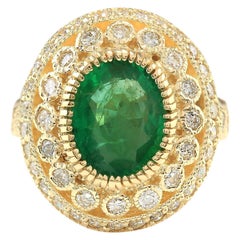 Emerald Diamond Ring In 14 Karat Yellow Gold 