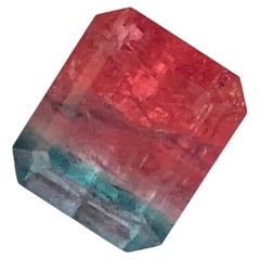 3.45 Carat Natural Loose Bi Colour Tourmaline Emerald Shape Gemstone (pierre précieuse en forme d'émeraude)