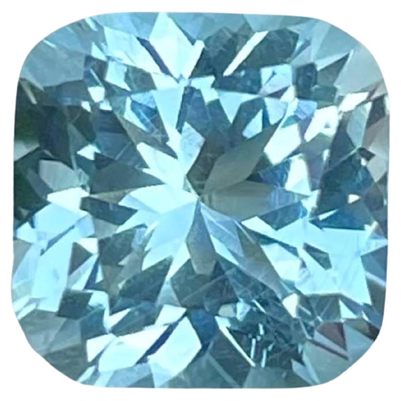3.45 Carat Natural Loose Fine Aquamarine Custom Precision Cut Nigerian Gemstone For Sale