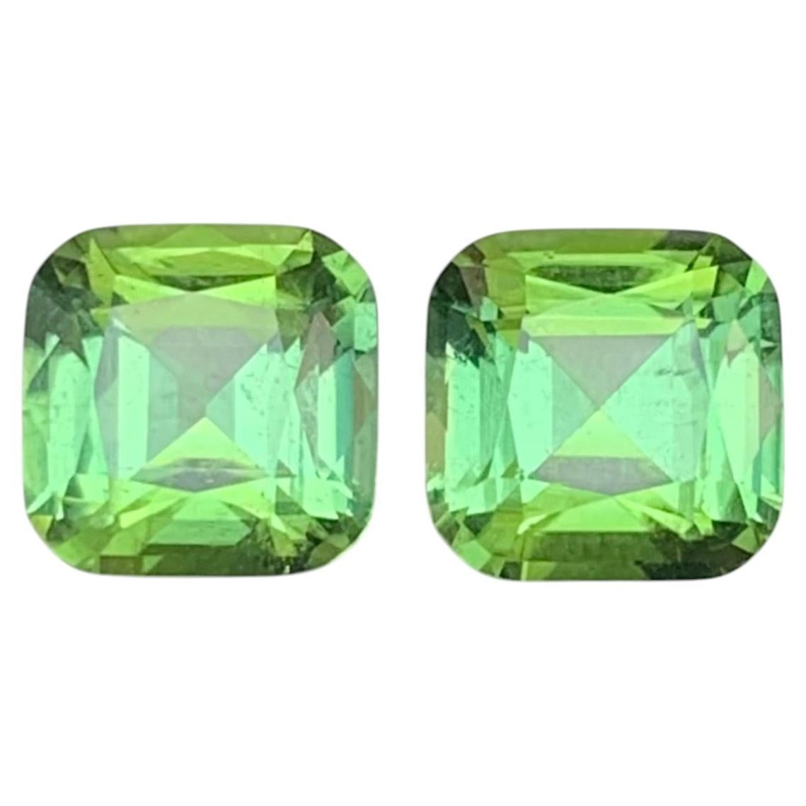 3.45 Carat Natural Loose Green Tourmaline Gemstone Pair For Jewellery Making