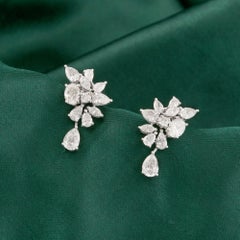 3,45 Karat natürliche Marquise-Oval-Diamant-Cluster-Ohrhänger mit HRD-Zertifikat