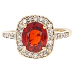3.45 Carat Natural Spessartine Diamond 14 Karat Yellow Gold Ring