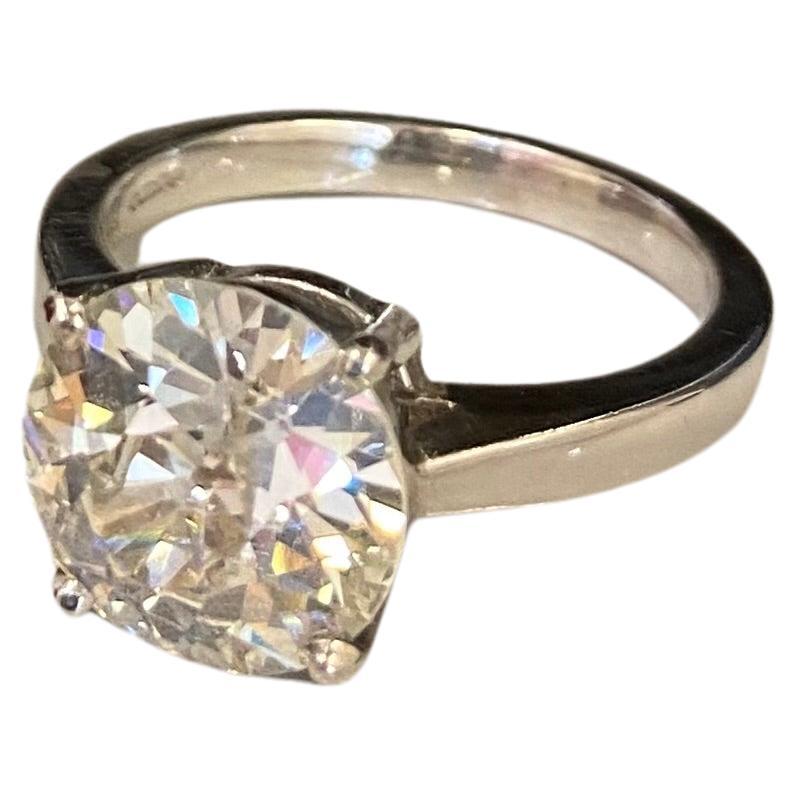 3.45 Carat Old European Cut Diamond Ring For Sale