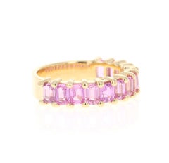 3.45 Carat Pink Sapphire Yellow Gold Ladies Band