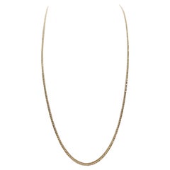3.45 Carat Round Brilliant Cut Diamond Tennis Necklace 14 Karat Yellow Gold