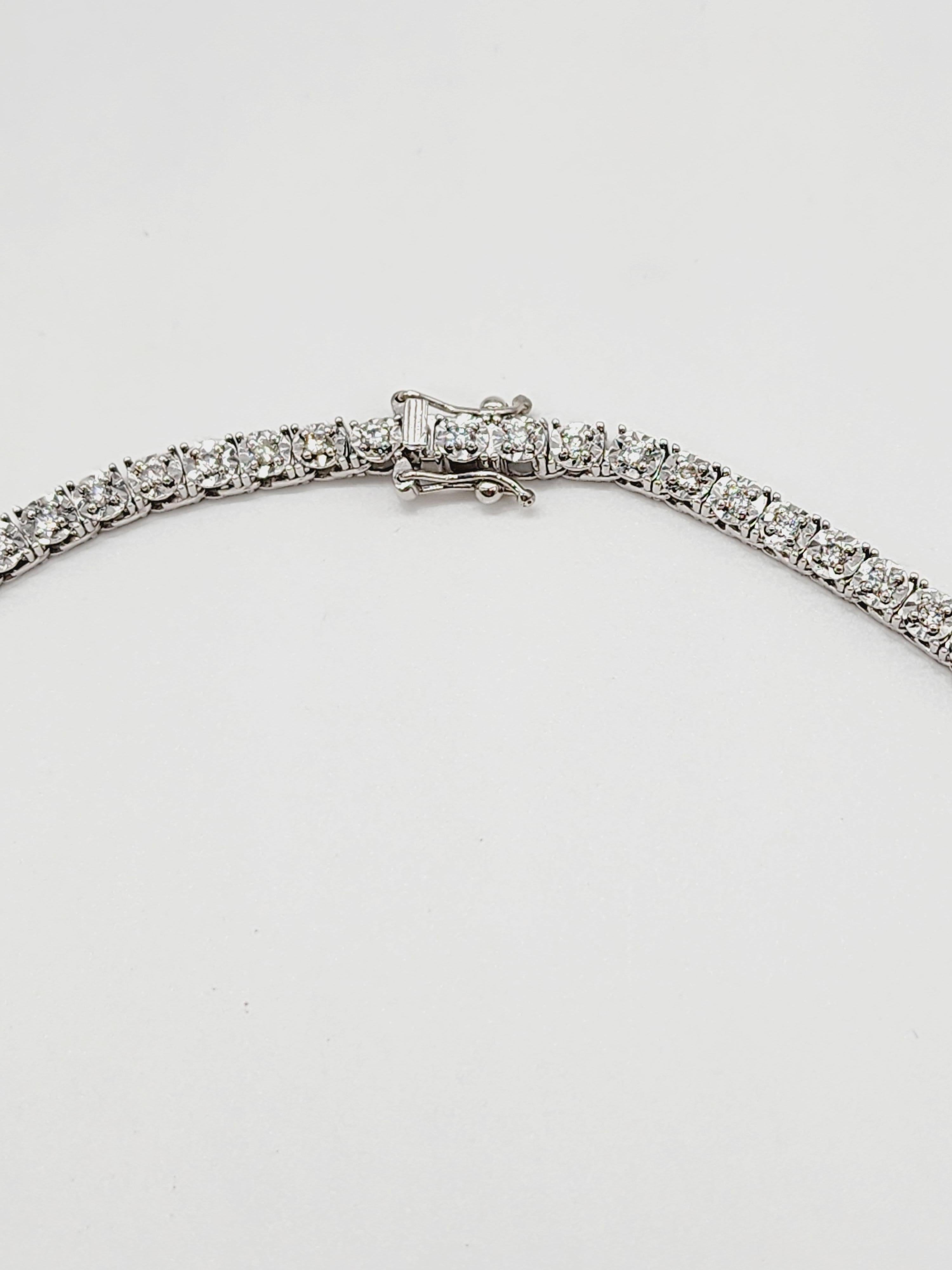 3,45 Karat runder Brillant Diamant Illusion Halskette 14 Karat Weißgold 18'' (Rundschliff) im Angebot