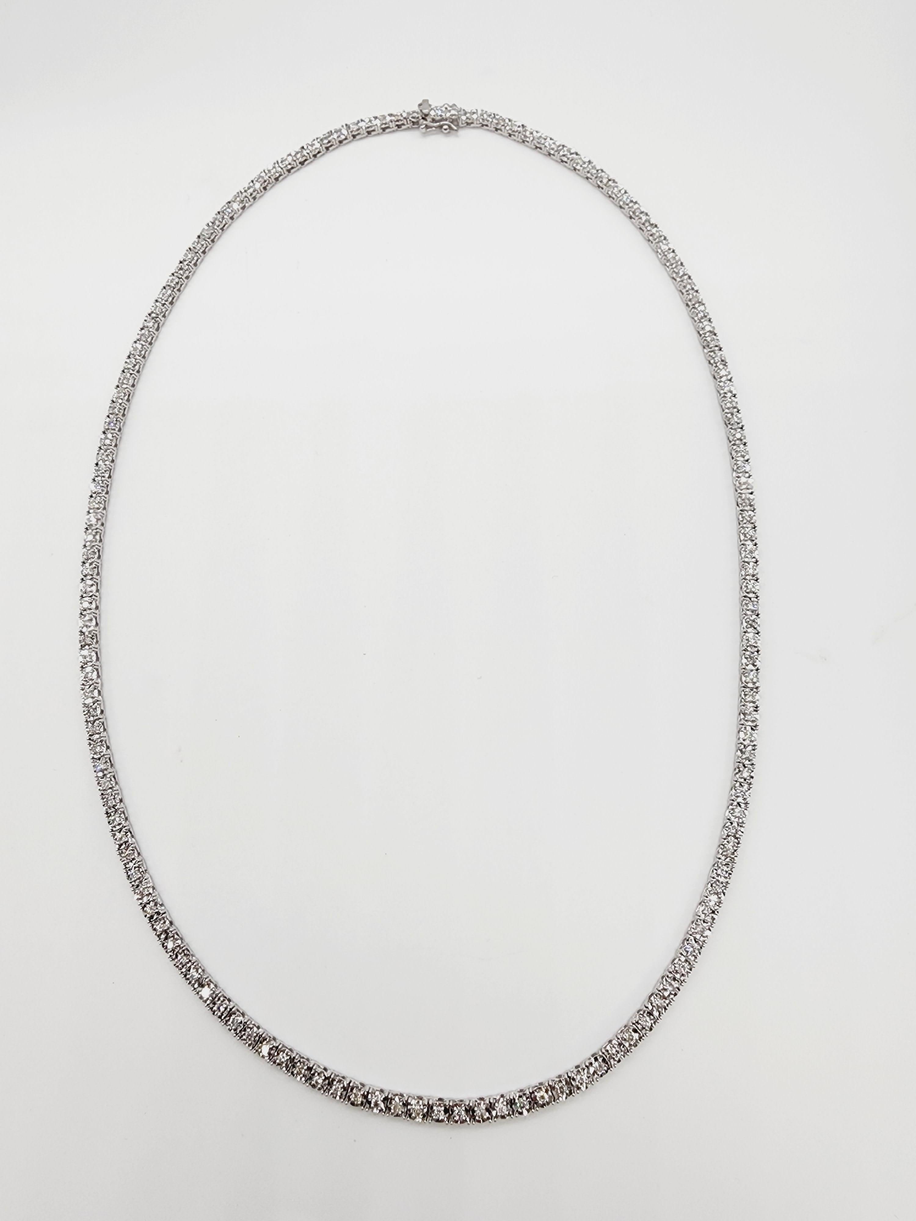 3,45 Karat runder Brillant Diamant Illusion Halskette 14 Karat Weißgold 18'' im Zustand „Neu“ im Angebot in Great Neck, NY