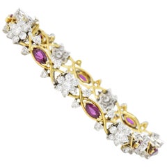 3.45 Carat Ruby Diamond 14 Karat Two-Tone Gold Bracelet