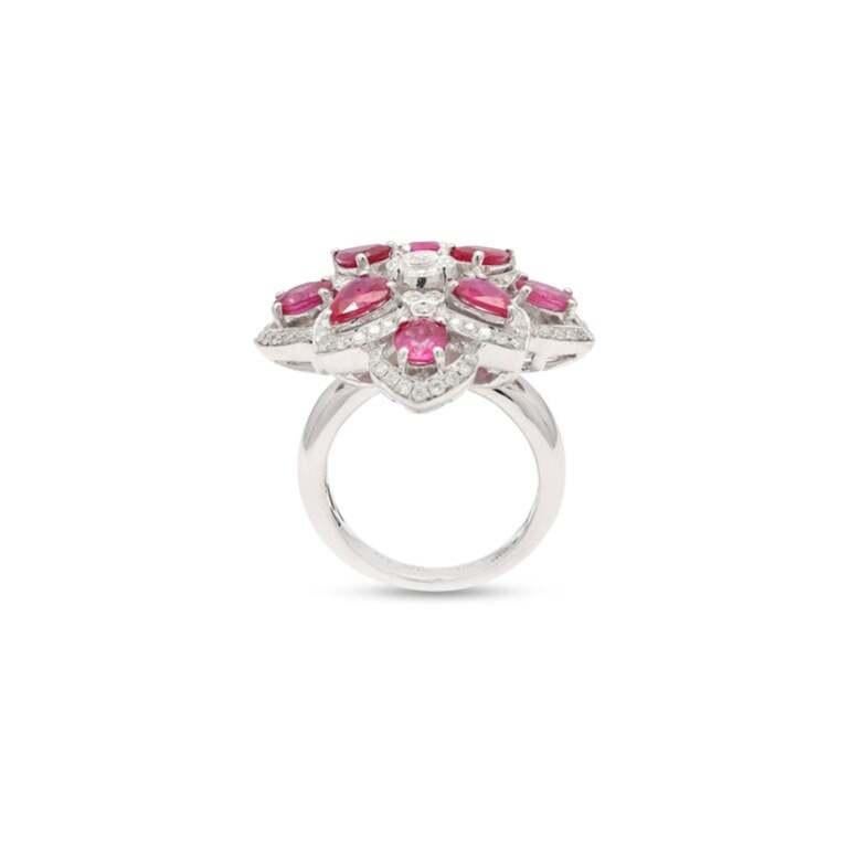 En venta: Alianza de boda con rubí de 3,45 quilates y diamantes en oro blanco de 14 quilates para mujer  7