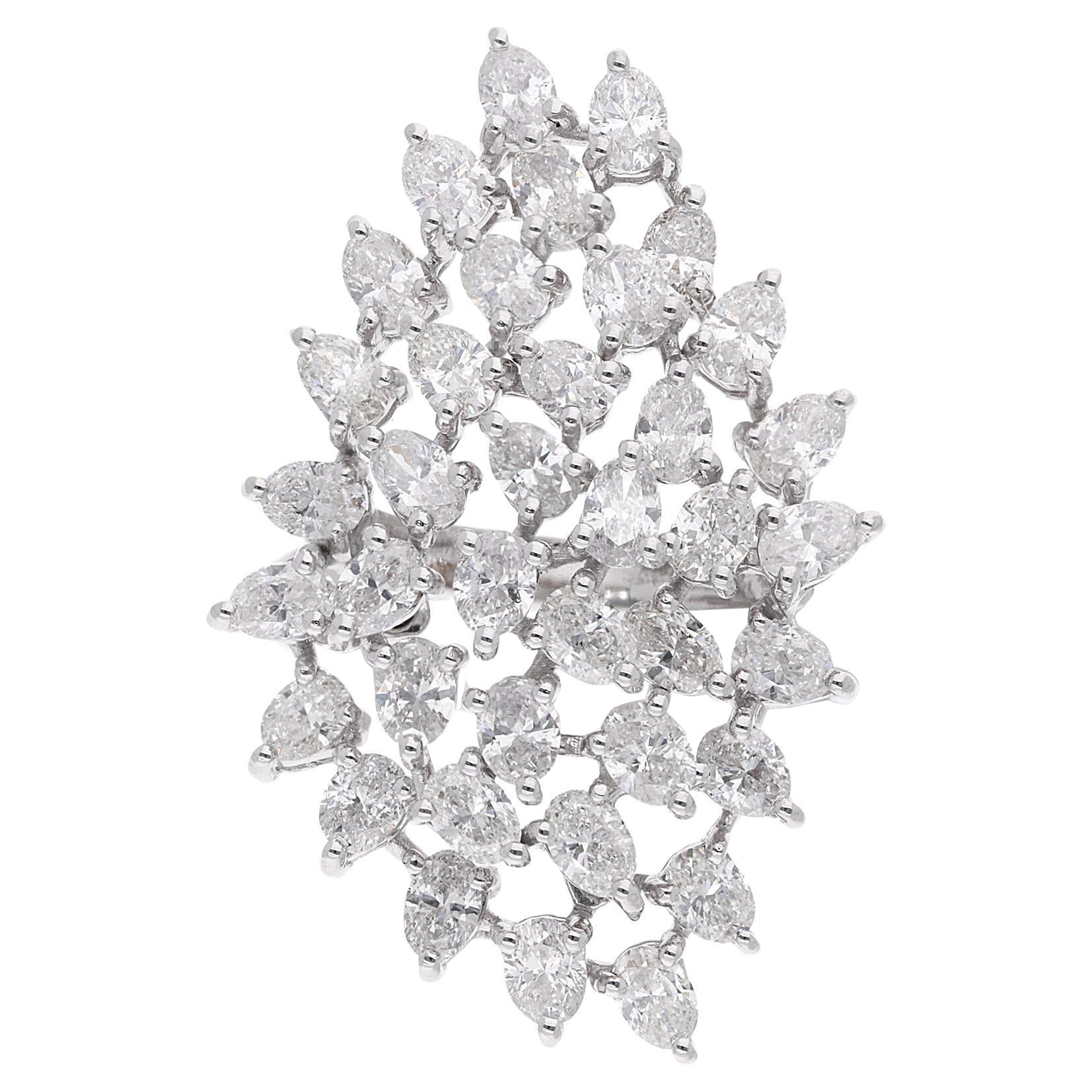 Real 3.45 Carat SI Clarity HI Color Pear Shape Diamond Ring 14 Karat White Gold