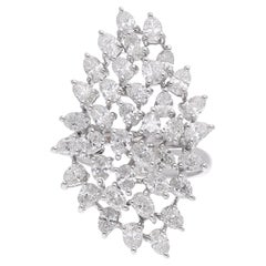 3.45 Carat SI Clarity HI Color Pear Diamond Ring 18 Karat White Gold Jewelry