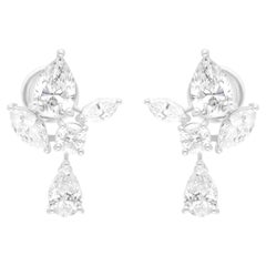 Pendientes de diamantes marquesa redondos pera SI/H de 3,45 quilates Joyas de oro blanco de 18 quilates