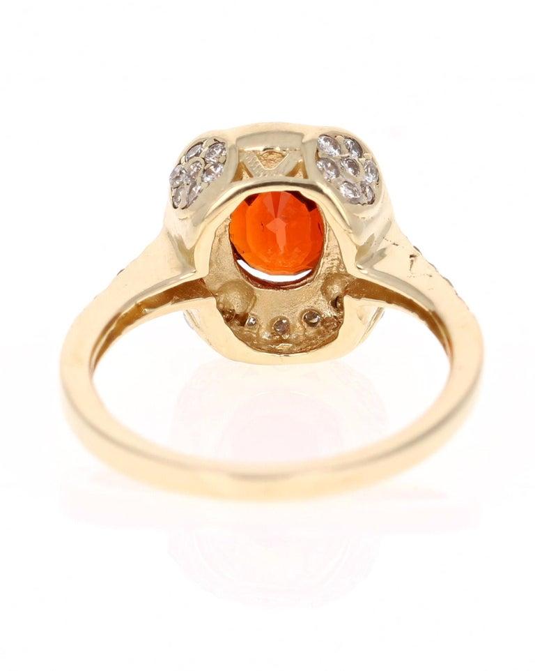 Oval Cut 3.45 Carat Spessartine Diamond Yellow Gold Ring For Sale