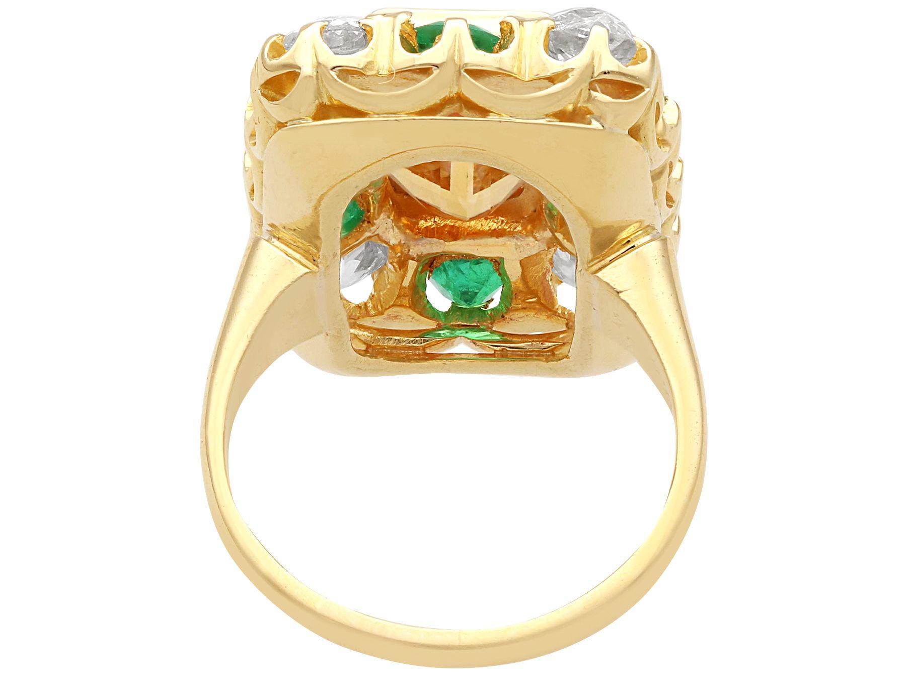Emerald Cut 3.45 Carat Topaz and 1.86 Carat Emerald Diamond and Yellow Gold Dress Ring For Sale