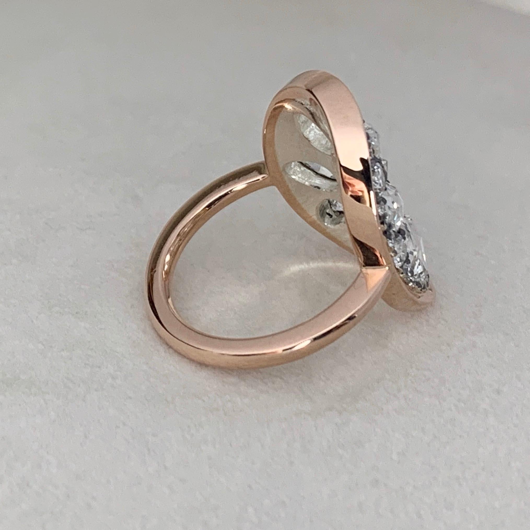 Women's 3.45 Carat White GHVS Rose-Cut and Brilliant-Cut Diamond Pave Ring