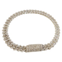 Pulsera de eslabones cubanos con diamantes naturales de 3,45 quilates y oro amarillo de 10 quilates