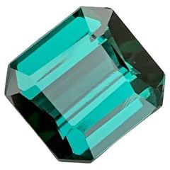 3.45 Carats Natural Faceted Lagoon Tourmaline Emerald Cut Ring Gem Afghan Mine