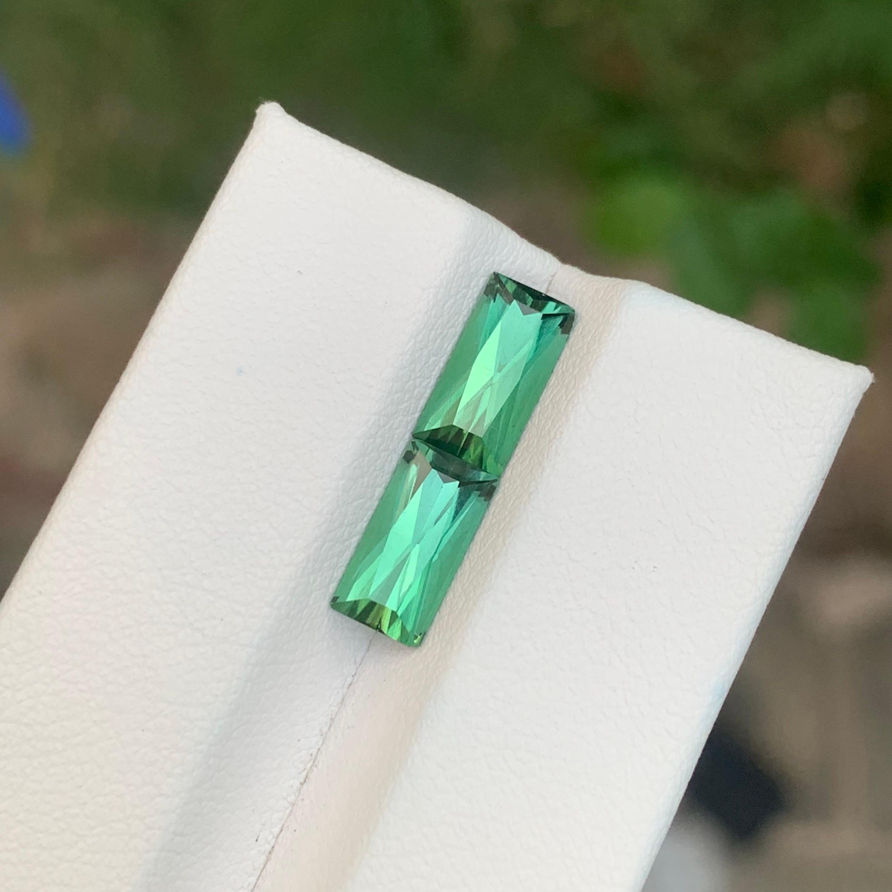 3.45 Carats Natural Green Blue Tourmaline Pair Loose Gemstone For Earrings For Sale 4