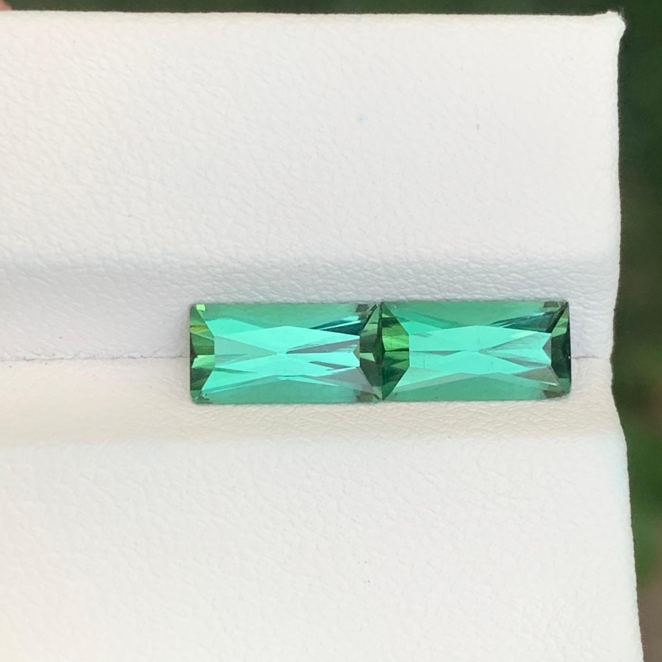 3.45 Carats Natural Green Blue Tourmaline Pair Loose Gemstone For Earrings For Sale 5