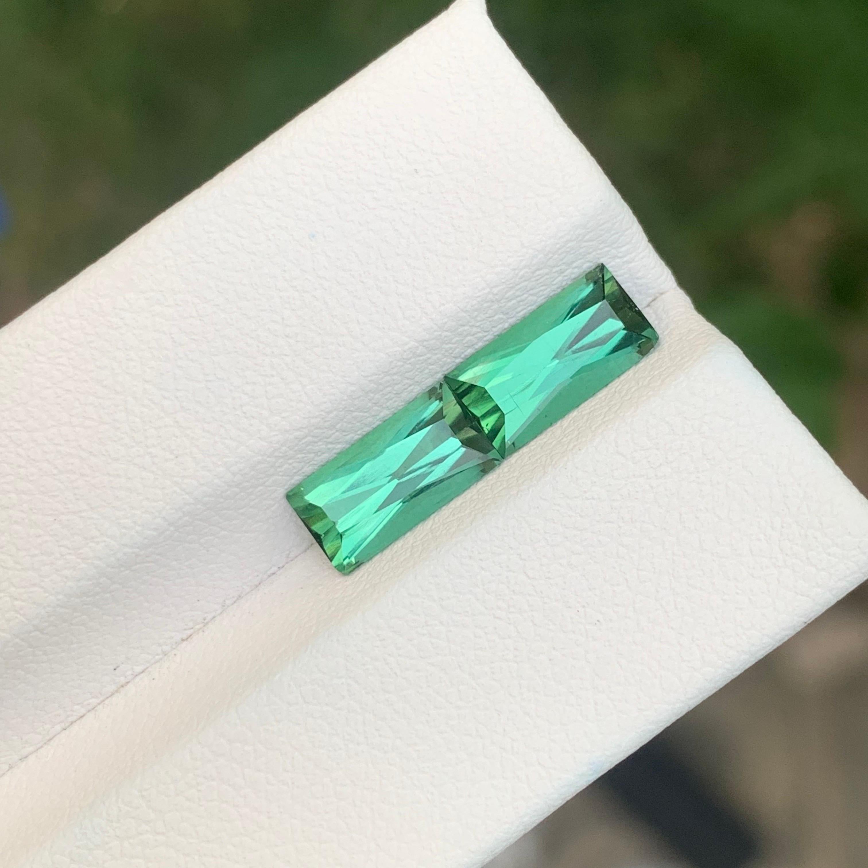 Faceted Green Blue Tourmaline Pair 

Weight: 3.45 Carat
Dimension: 9.2 x 5 x 4.1 Mm
Colour: Green Blue 
Origin: Afghanistan
Treatment: Non
Certificate: On Customer Demand


Tourmaline is a captivating gemstone known for its remarkable variety of