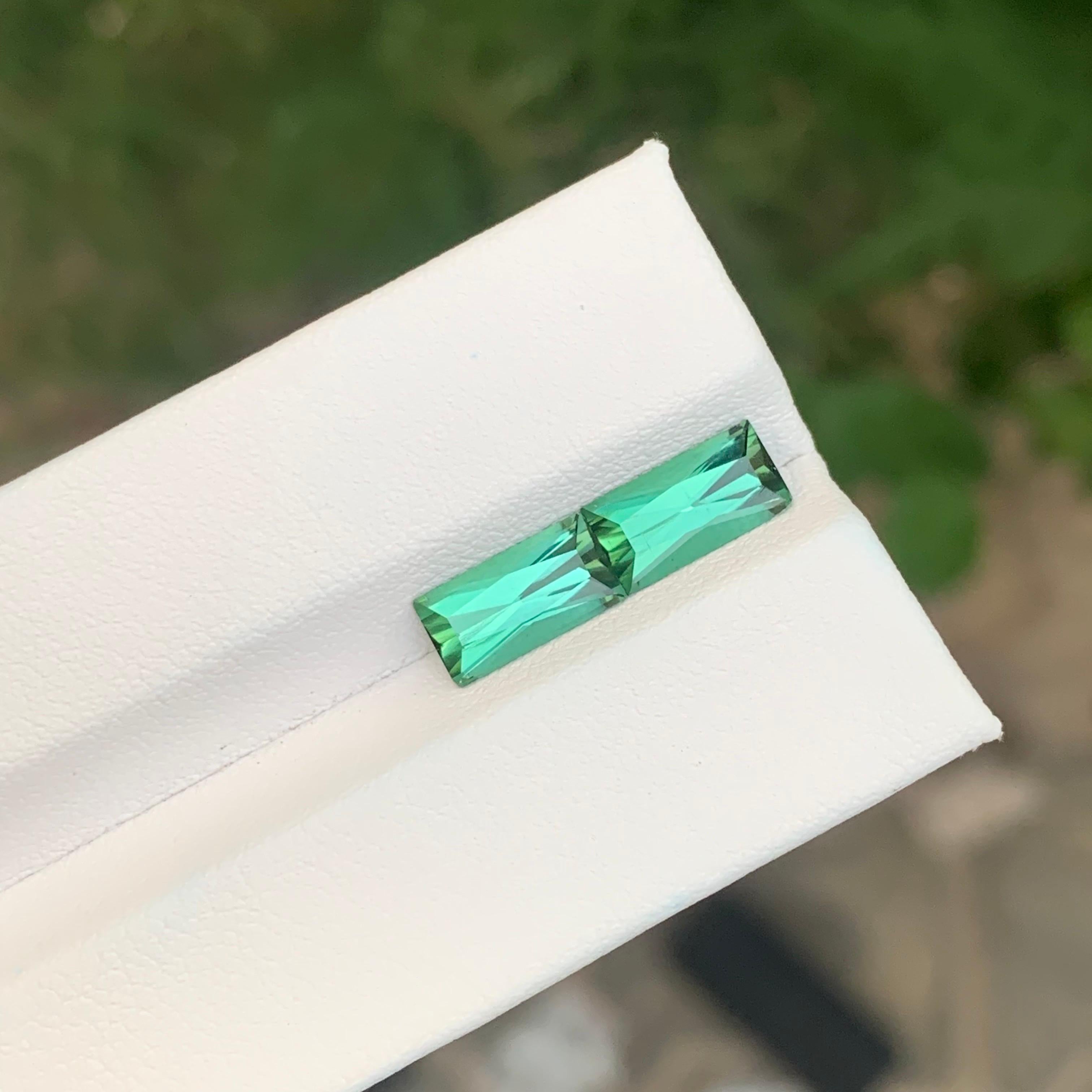 Arts and Crafts 3.45 Carats Natural Green Blue Tourmaline Pair Loose Gemstone For Earrings For Sale