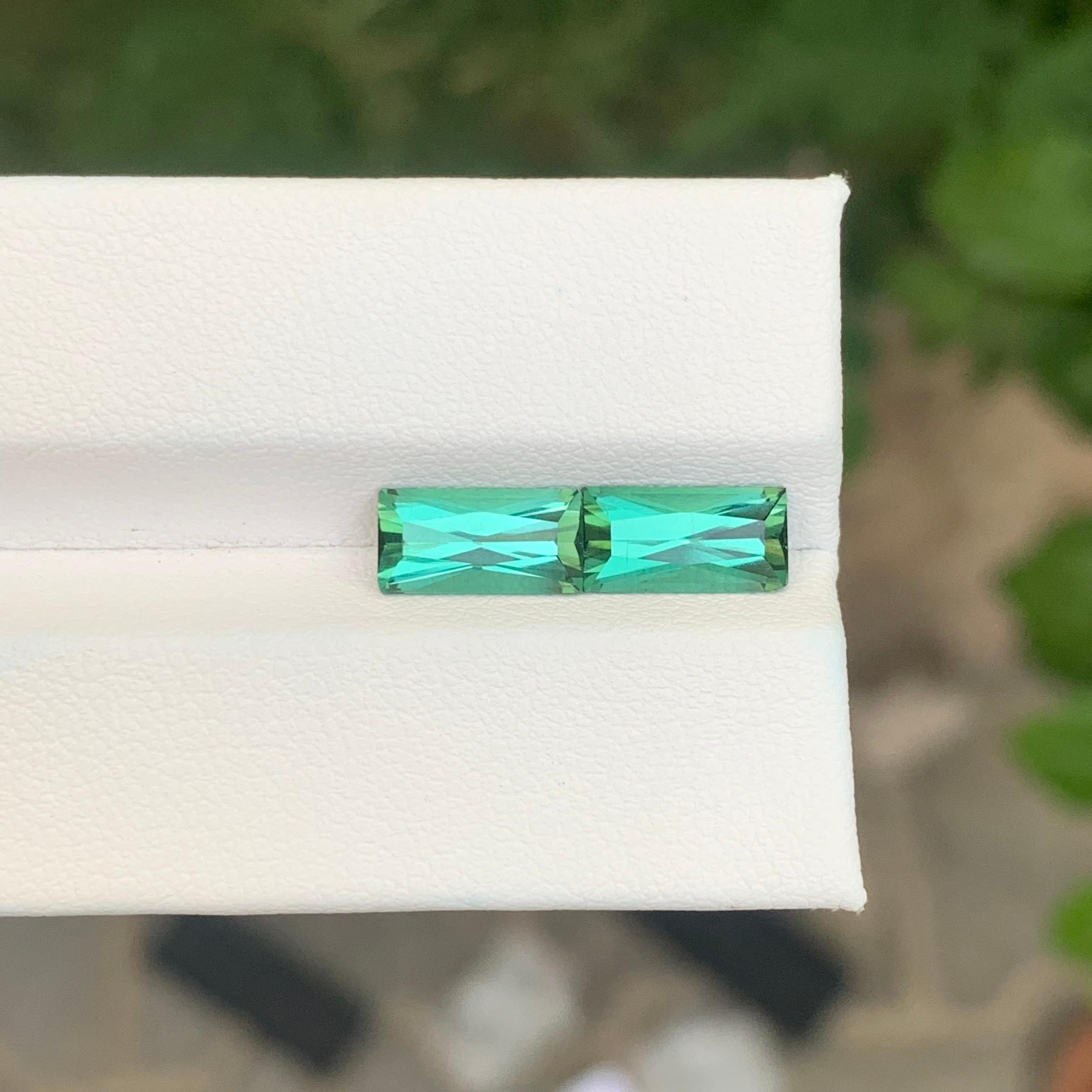 3.45 Carats Natural Green Blue Tourmaline Pair Loose Gemstone For Earrings In New Condition For Sale In Peshawar, PK