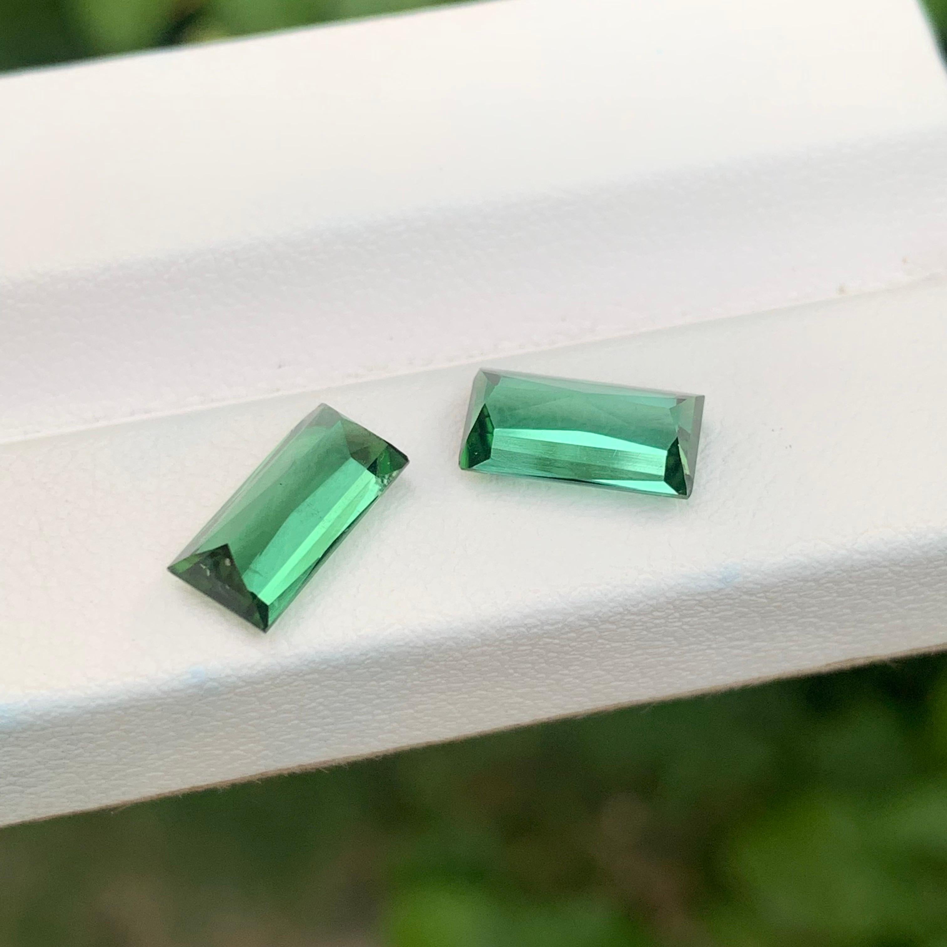 Women's or Men's 3.45 Carats Natural Green Blue Tourmaline Pair Loose Gemstone For Earrings For Sale
