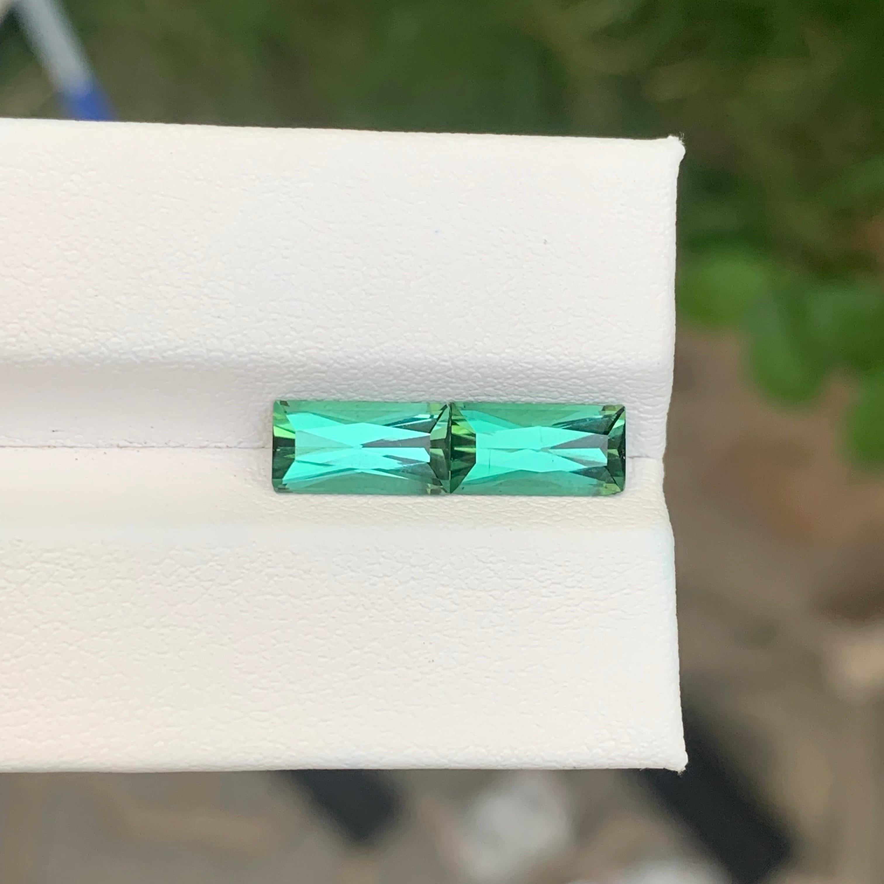 3.45 Carats Natural Green Blue Tourmaline Pair Loose Gemstone For Earrings For Sale 2