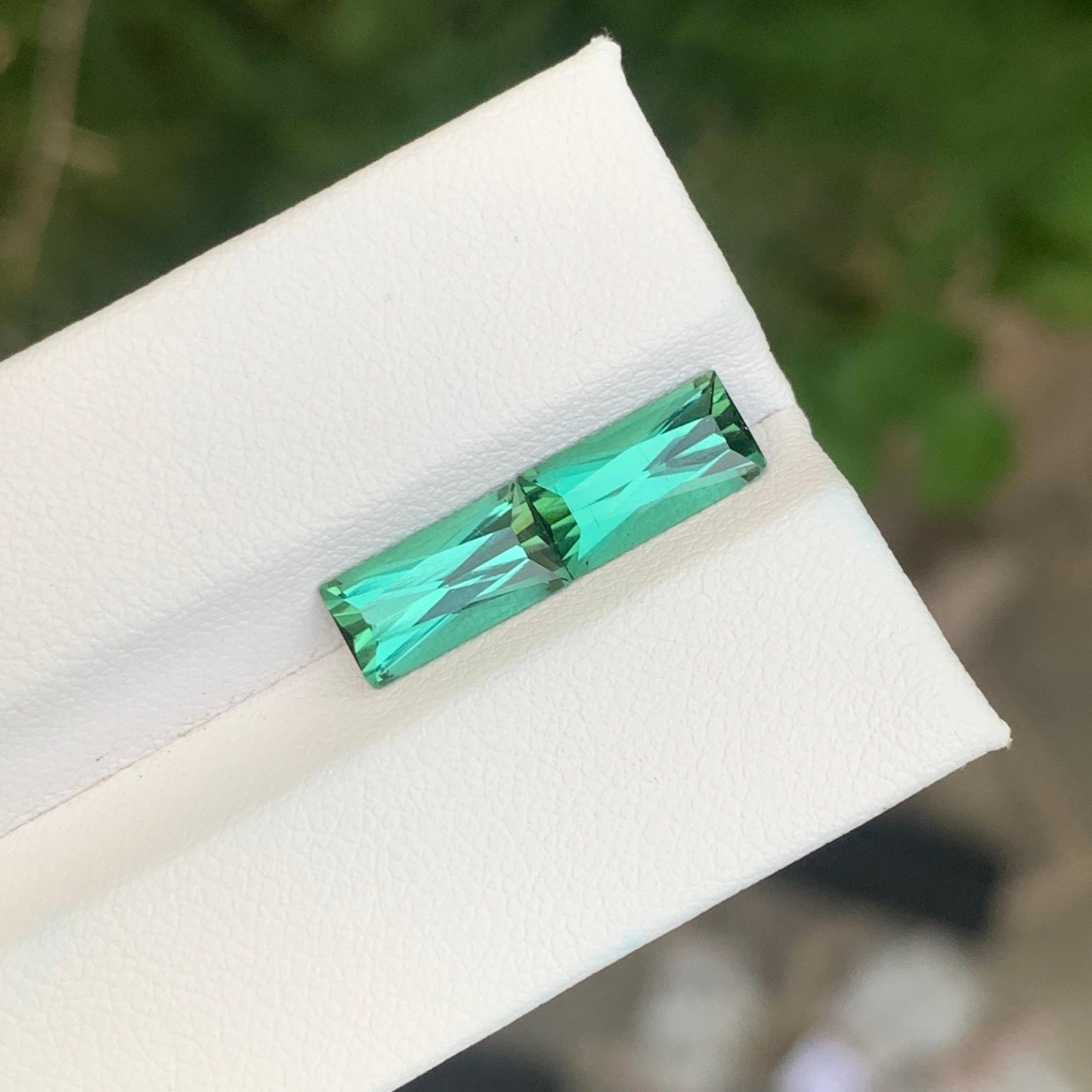 3.45 Carats Natural Green Blue Tourmaline Pair Loose Gemstone For Earrings For Sale 3